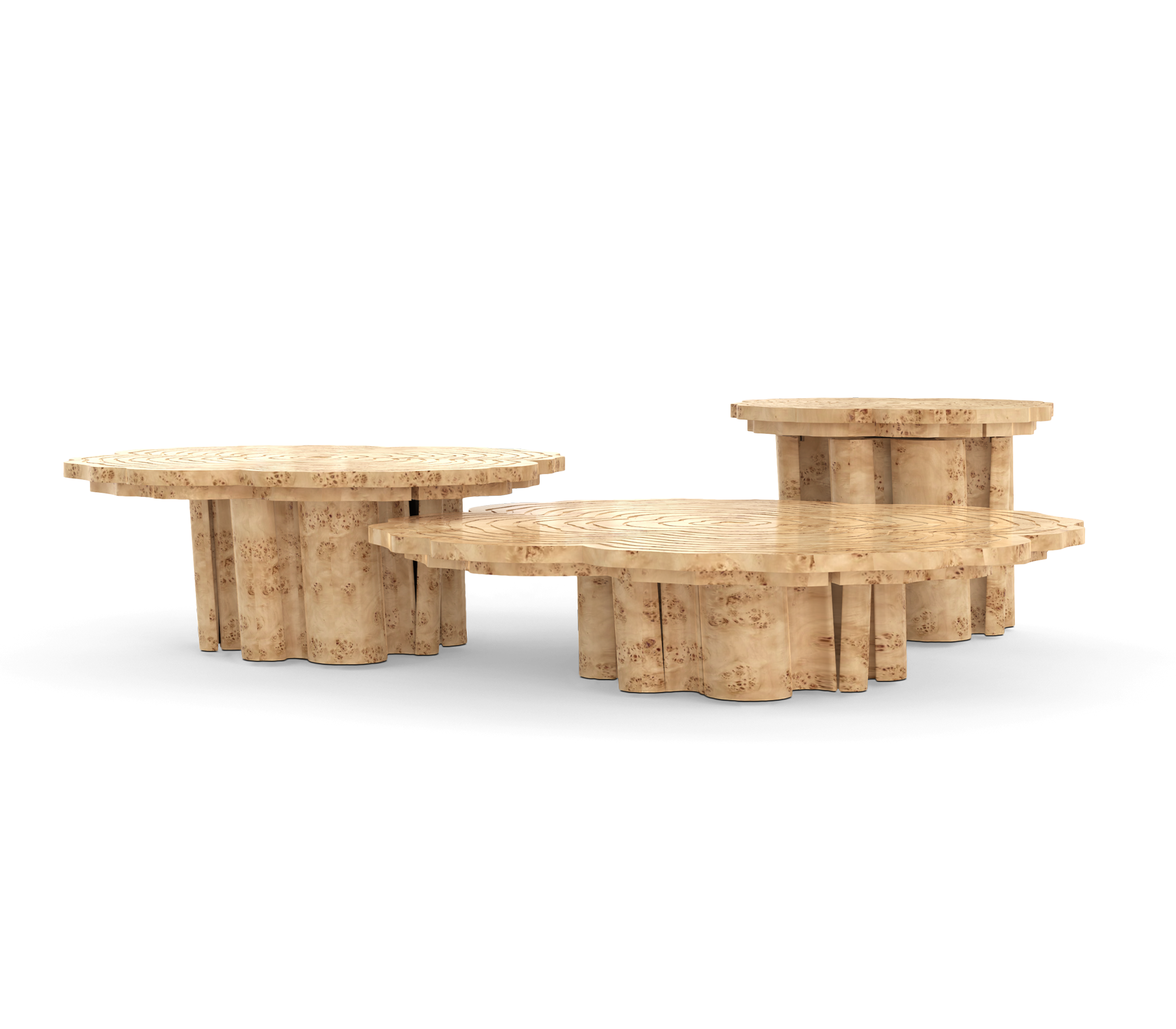 Poplar 3-Piece Coffee Table Set