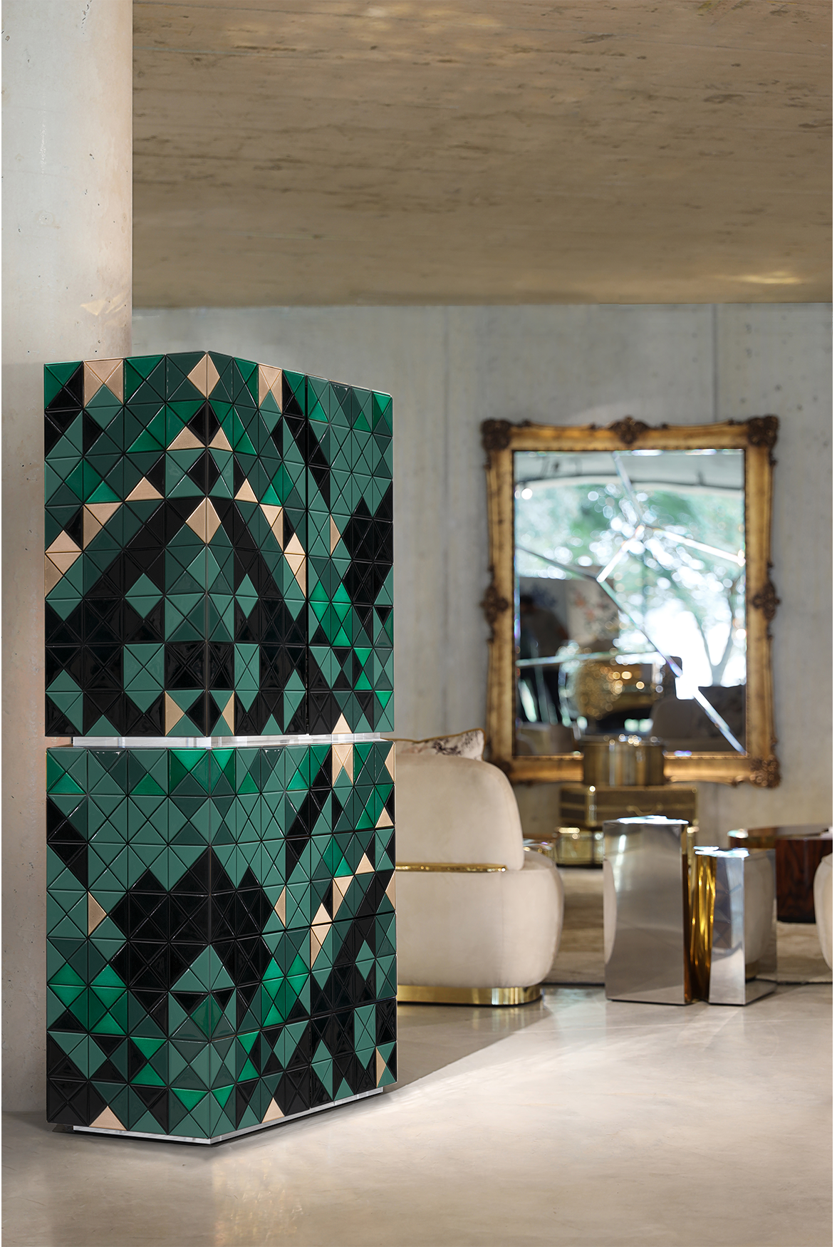 Mosaic II Green Designer Cabinet