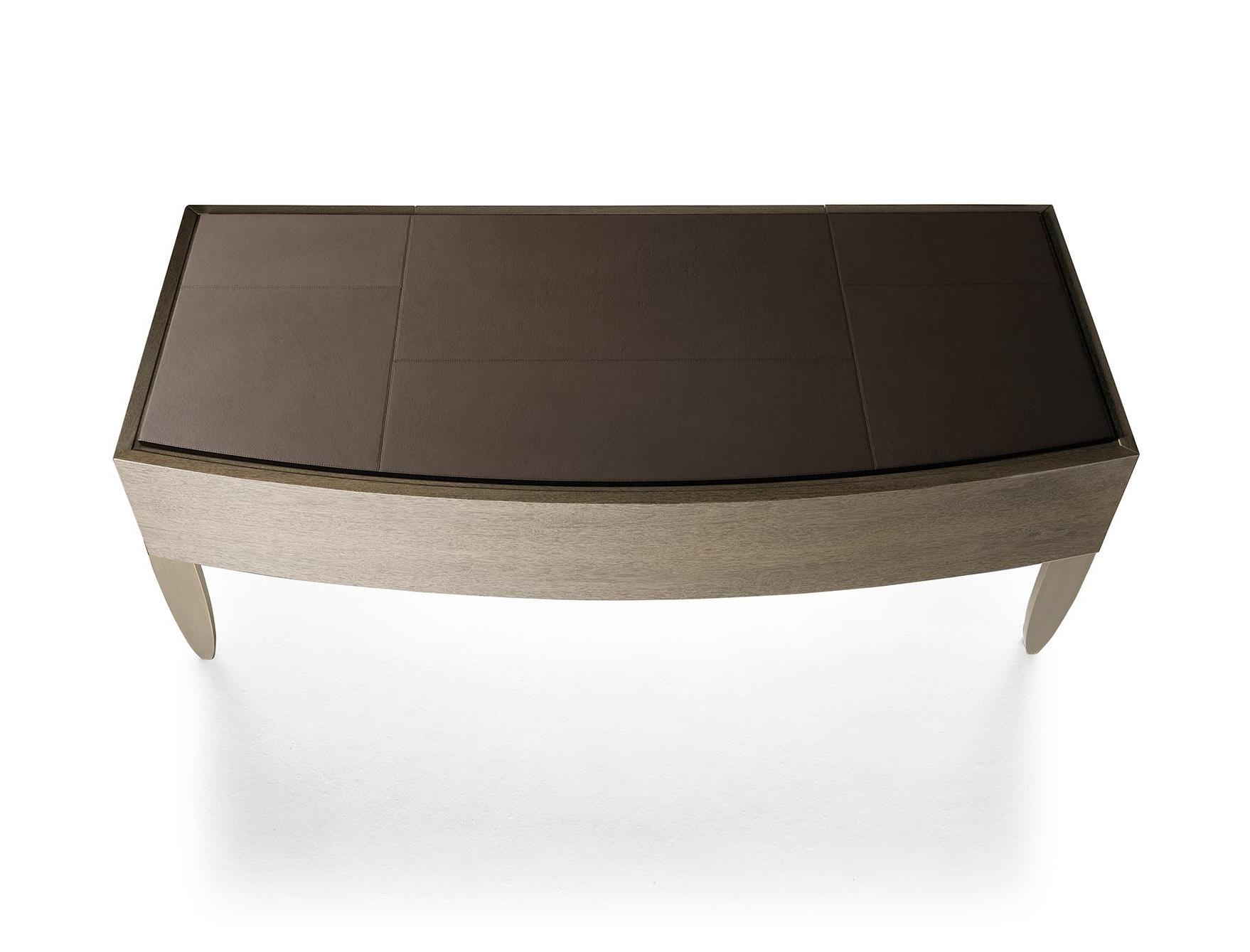 Desk with Luxe Leather Top and Bronze Legs