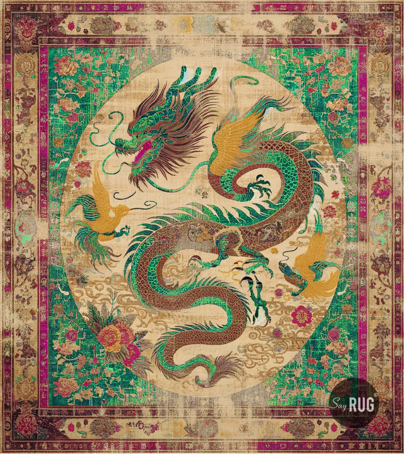 Samurai Green Purple Handwoven Designer Rug | Size: 200 × 300 cm