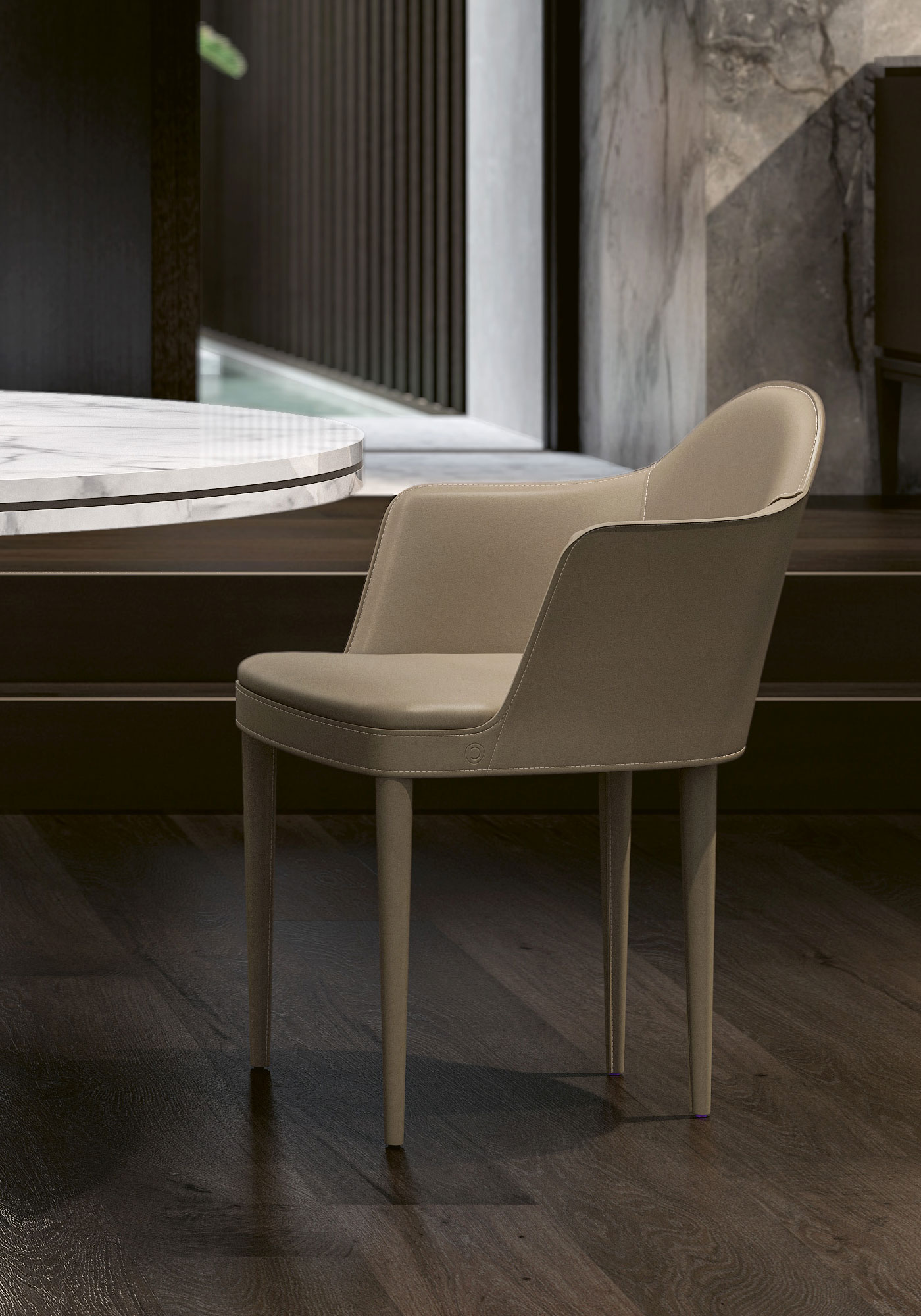 Armrest-Enhanced Leather Chair