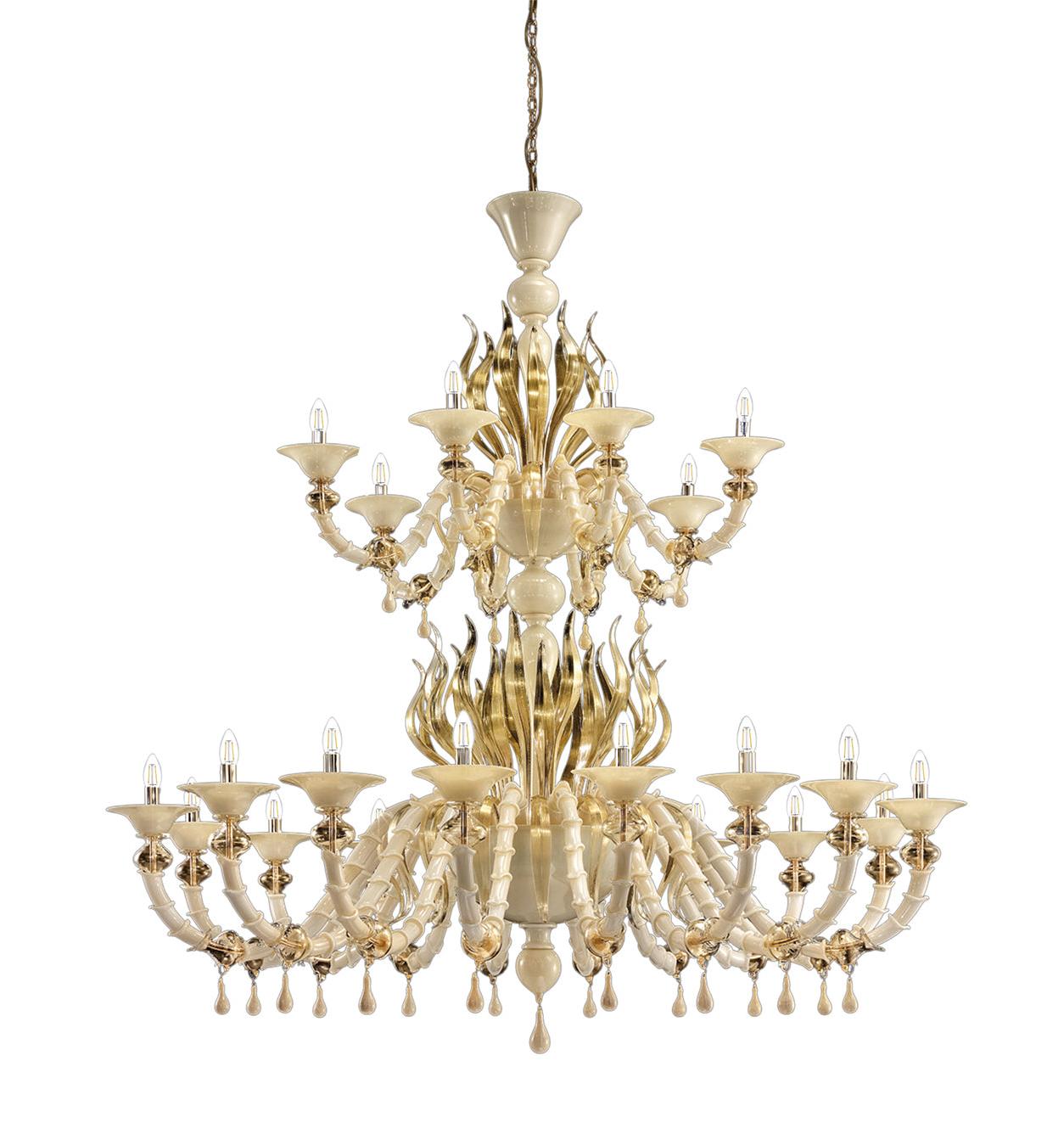 Golden Mouth-Blown Murano Chandelier