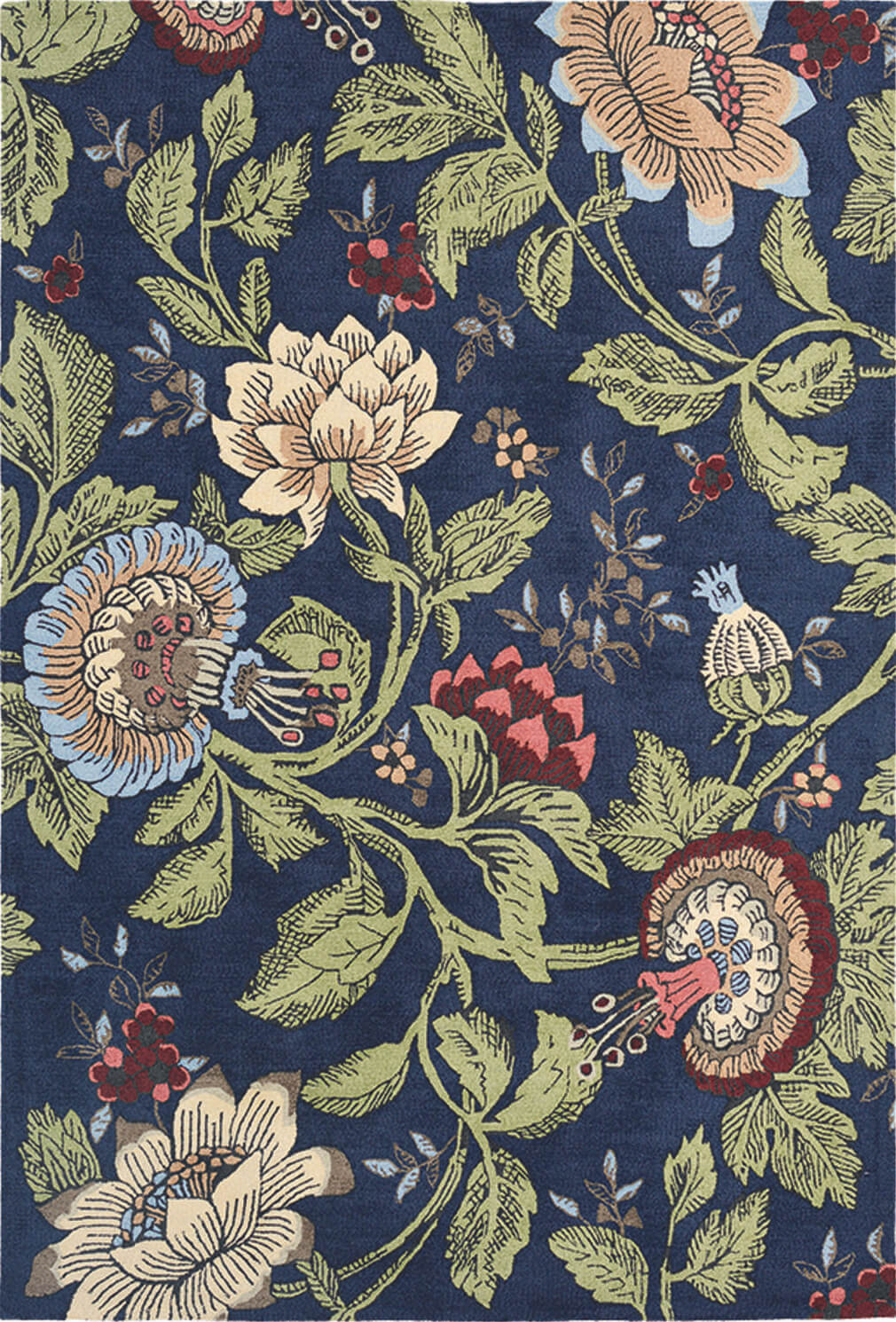 Passion Flower Navy 37118 Rug