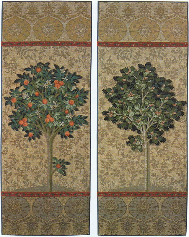 Set of 2 Woven Tapestries: Tree Design