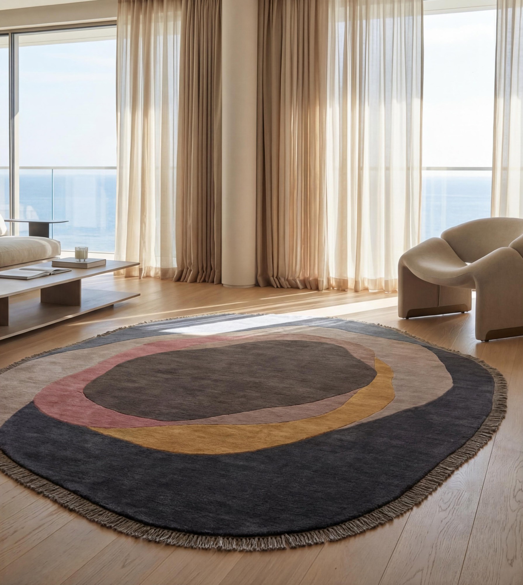 Organic Orbit Midnight Designer Rug