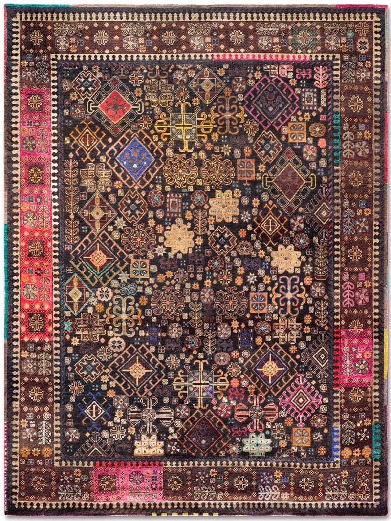 Original Natural Black Hand-Knotted Wool Rug | Size: 250 x 300 cm