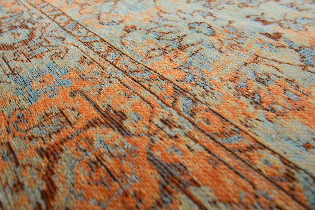 Blue Orange Bright Persian Vintage Rug ☞ Size: 230 x 330 cm