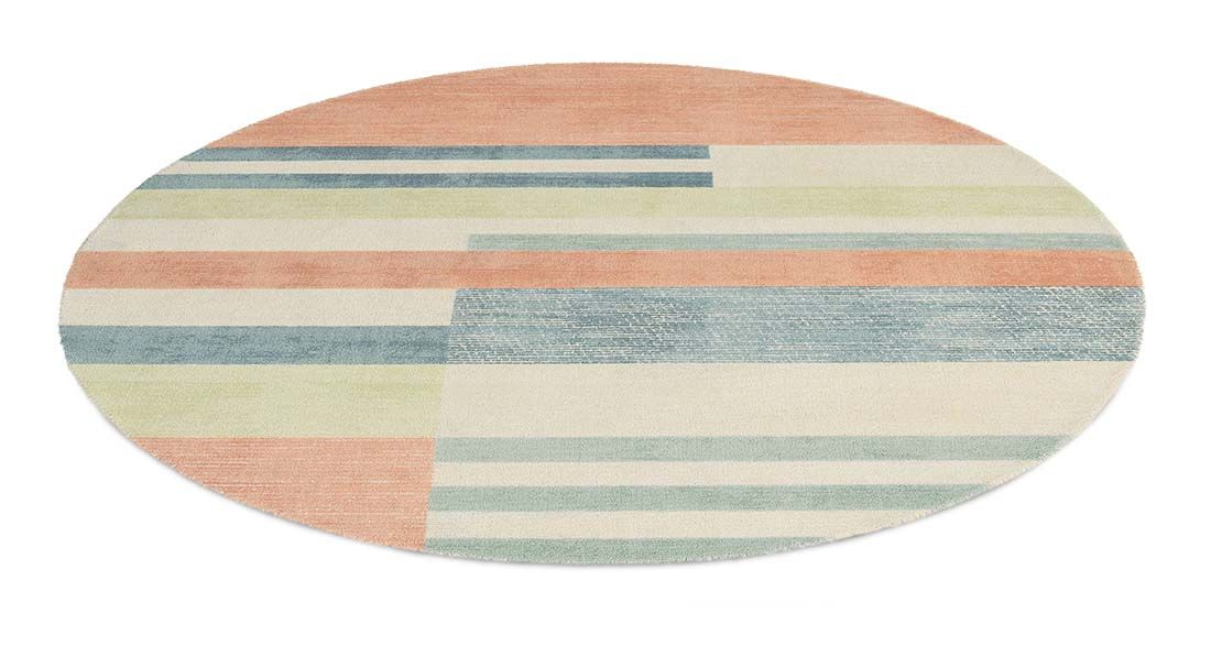Straight Lines Handwoven NZ Wool Circle Rug