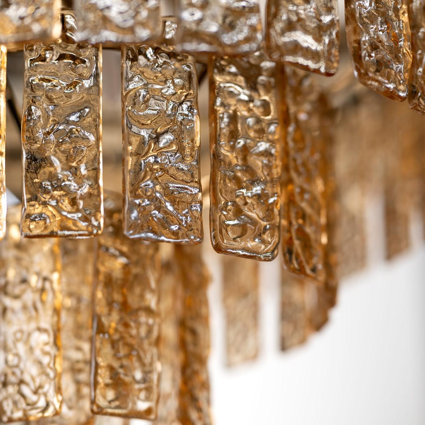 Round Amber Glass Gold Chandelier