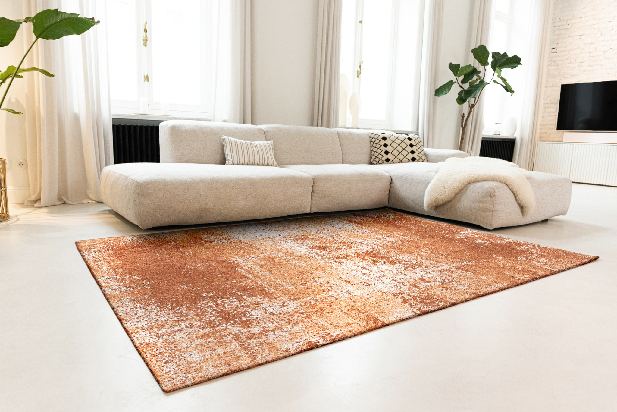 Warm Terracotta Abstract Rug | Size: 280 x 390 cm