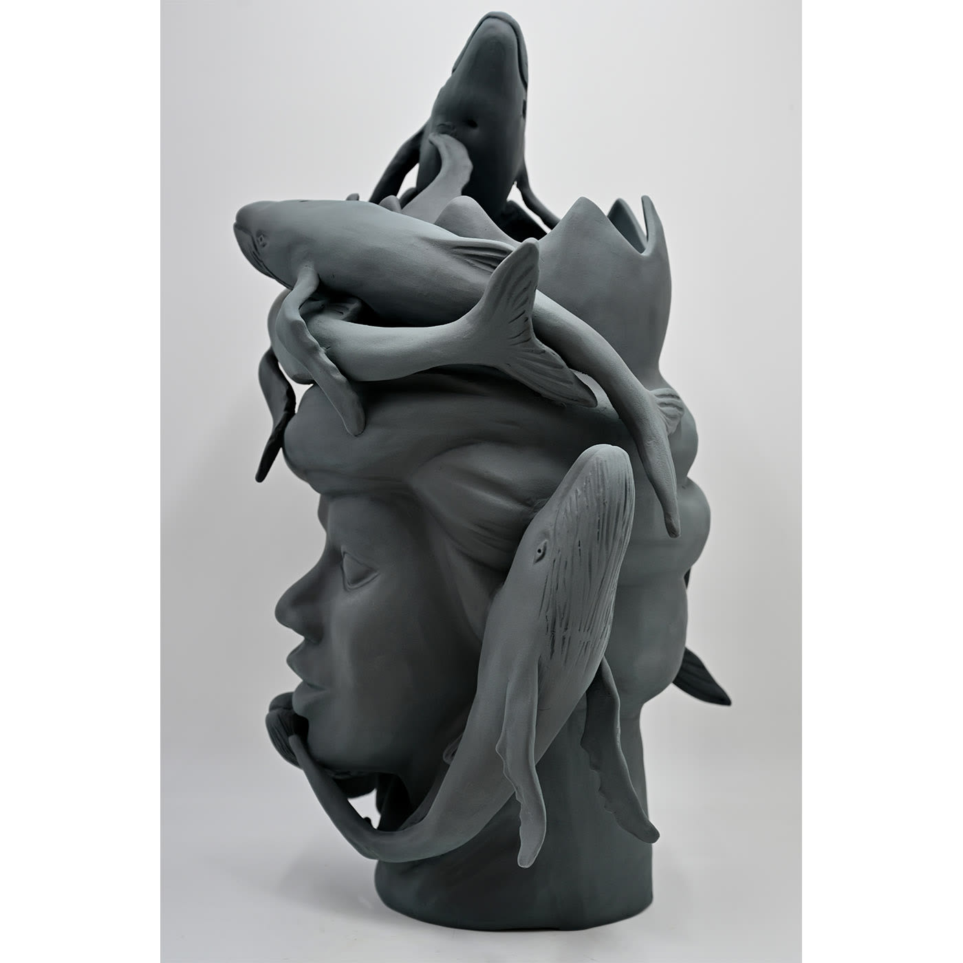 Moor's Head Sculpture in Charcoal Grey