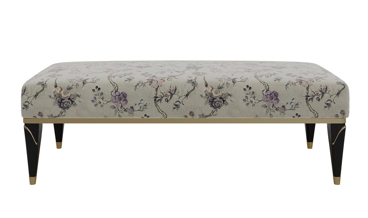 Floral Upholstered Artisan Bench