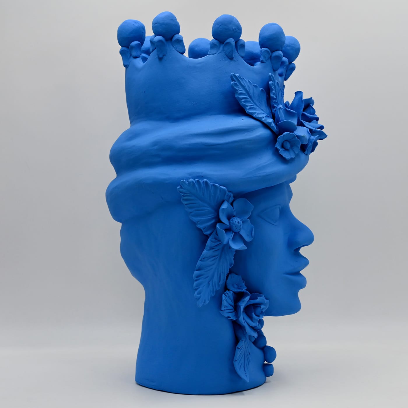 Artisan Blue Moor's Head Sculpture Made in Italy