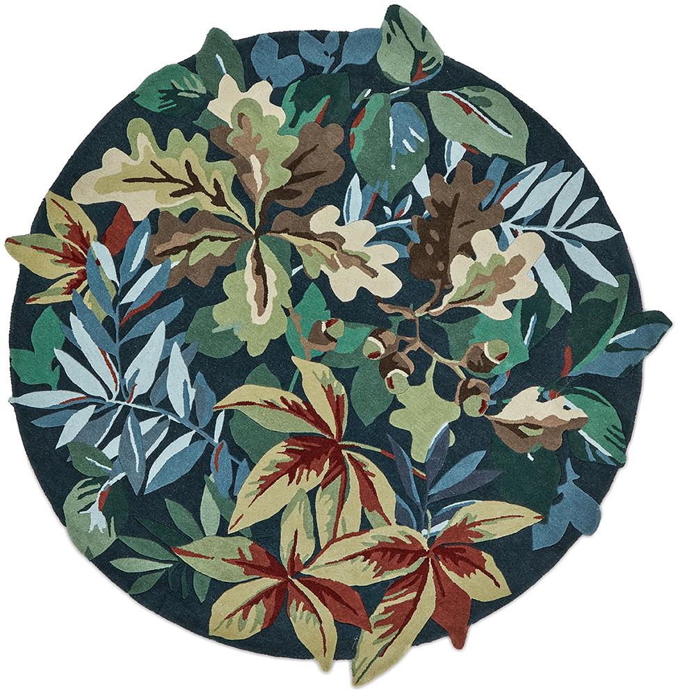 Forest Green / Blue Round Rug | Size: Ø 200 cm