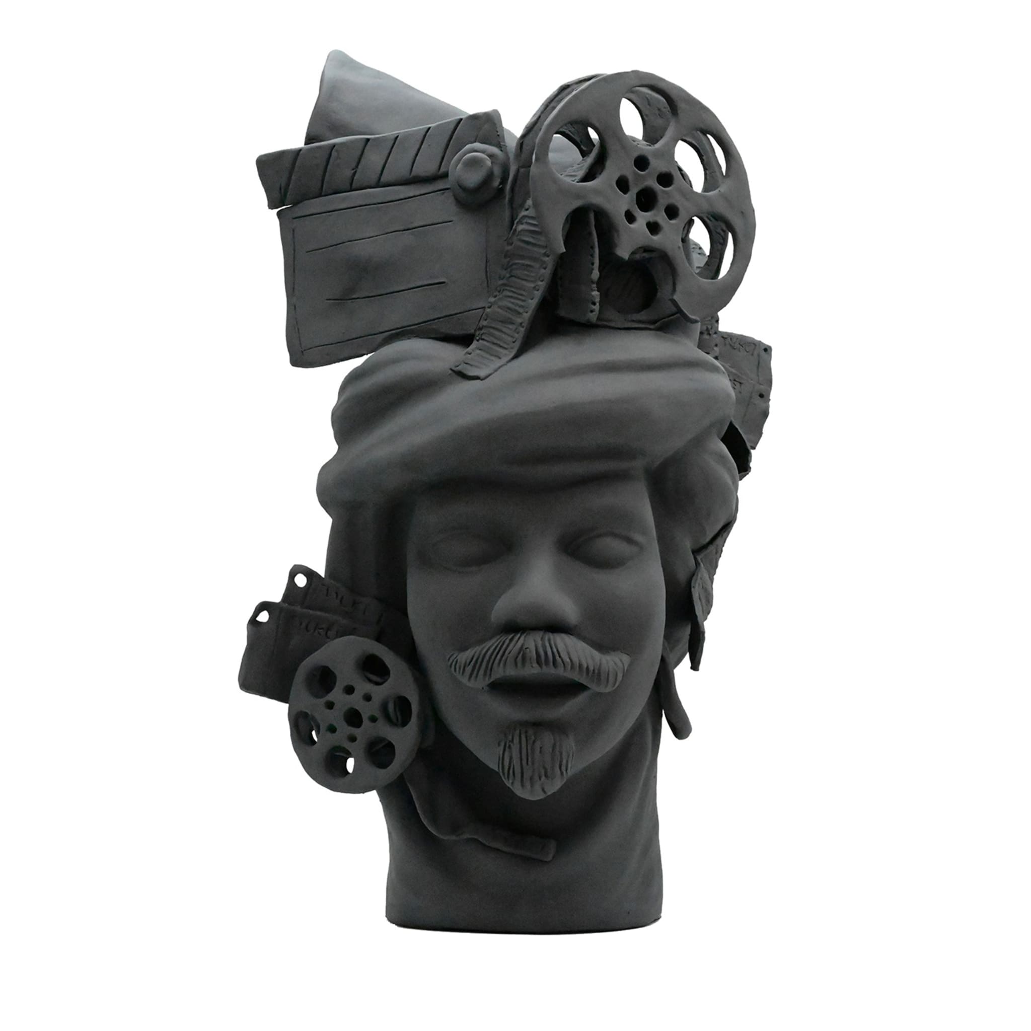 Moor's Head Sculpture in Grey Matte