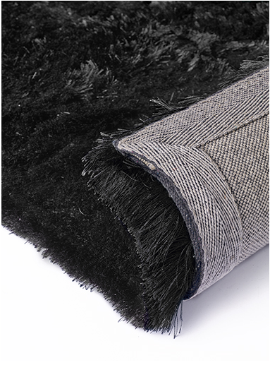 Plain Shaggy Black Rug ☞ Size: 200 x 300 cm