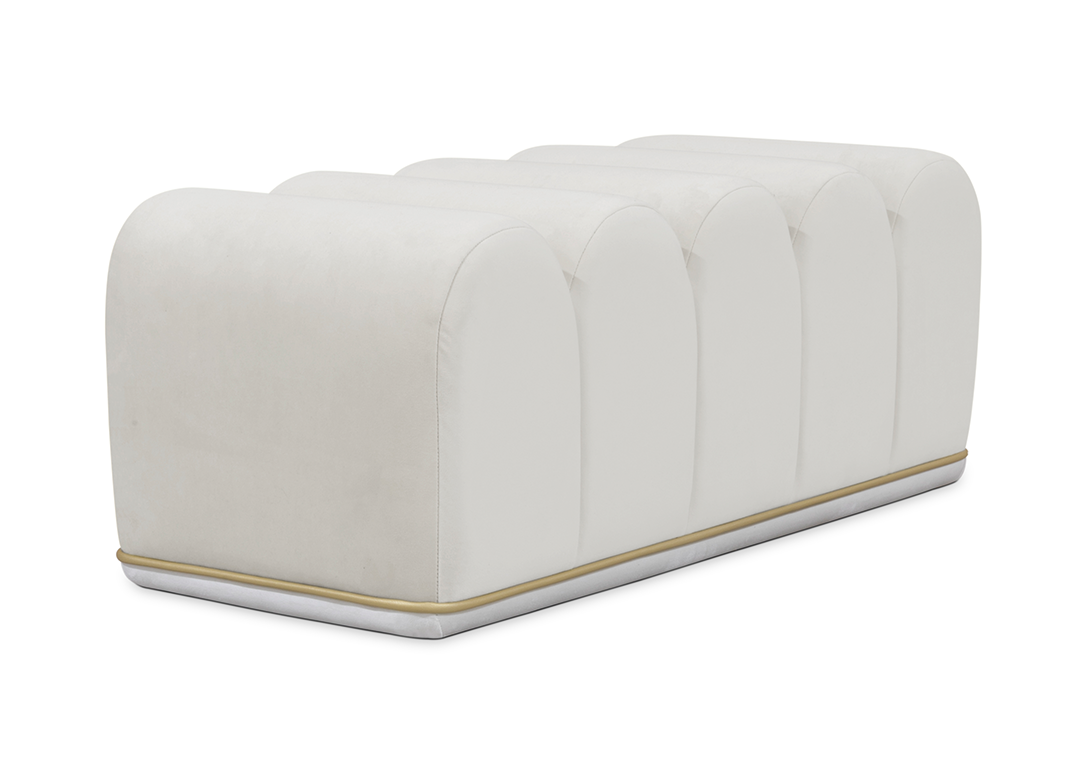 Sweet Swirl Light Blue Upholstered Bench