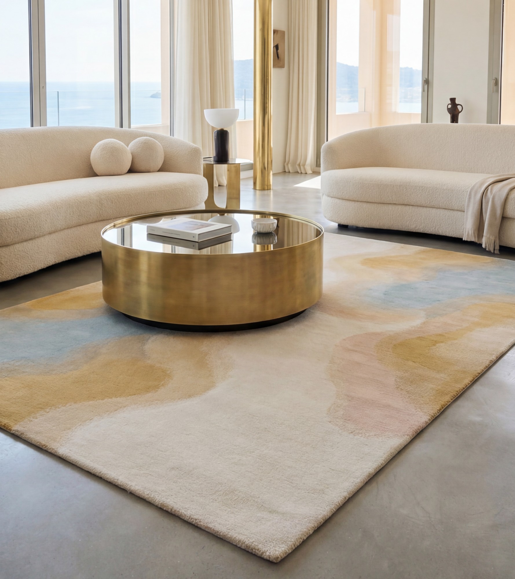 Fluid Lines Sand Handwoven Rug