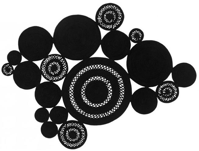 Rope Braided Black Rug | Size: 200 x 300 cm