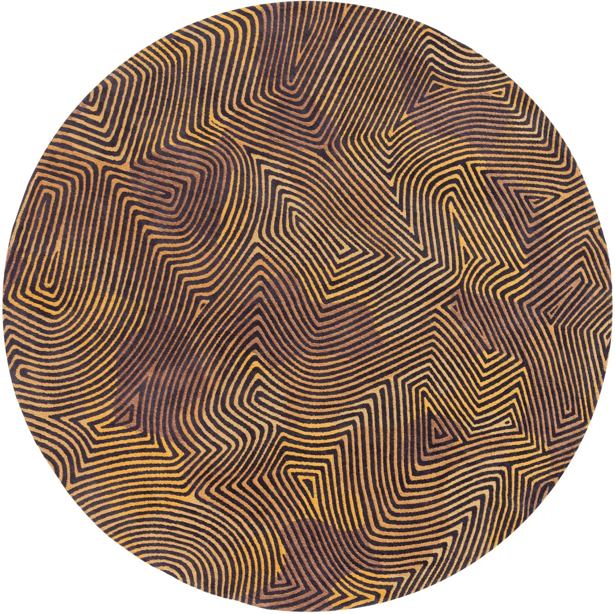 Black Gold Circle Rug ☞ Size: Ø 140 cm