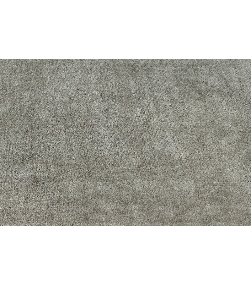 Plain Blue Viscose Handwoven Luxury Rug | Colour: Gray | Size: 250 x 350 cm