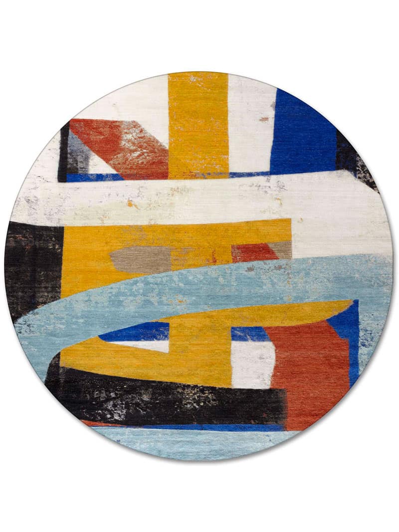 Round Original Hand-Woven Exquisite Rug