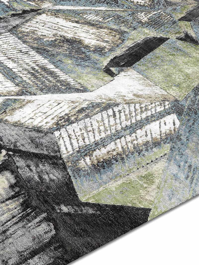 Brutalism Green Handwoven Luxury Rug