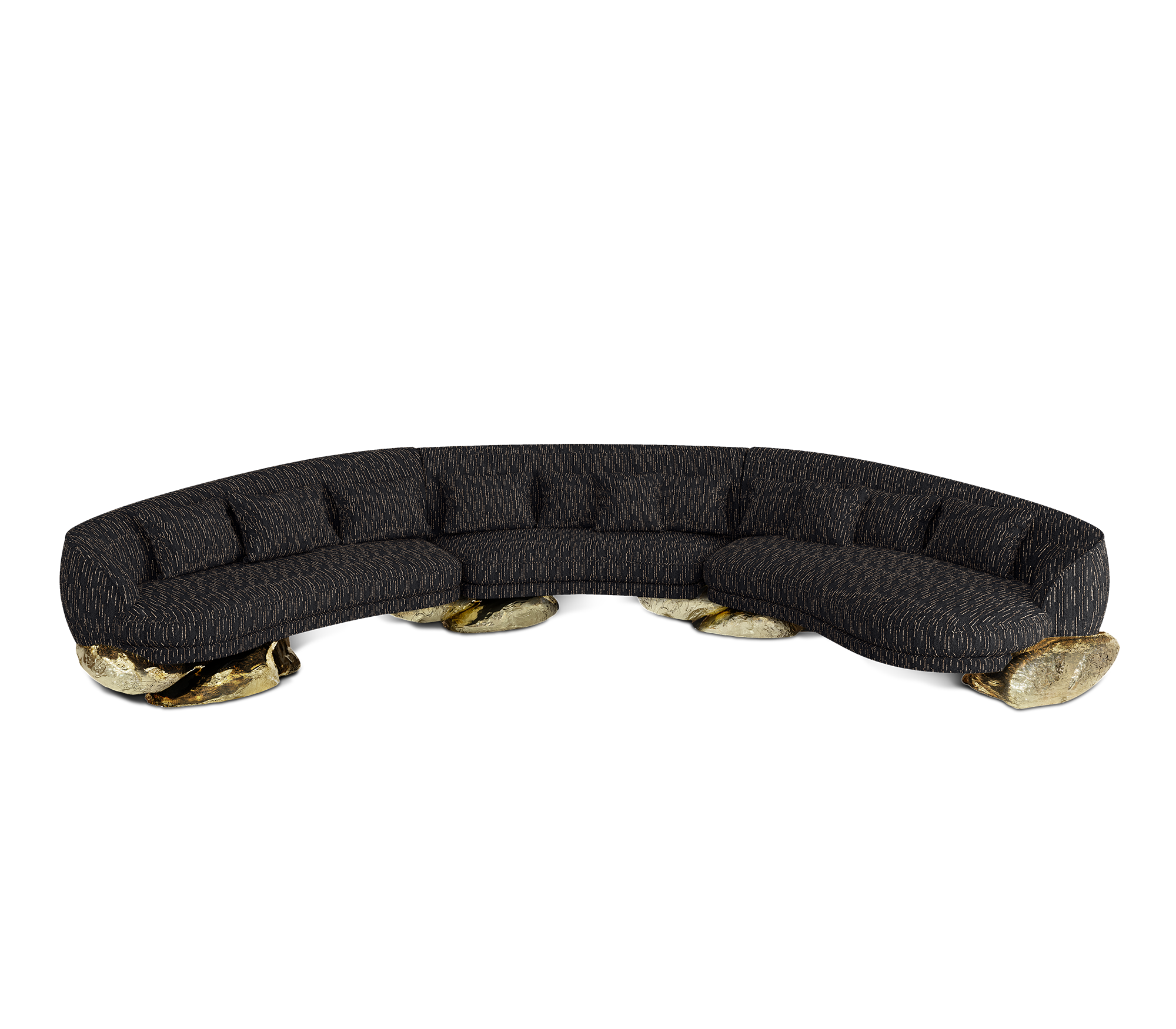 Angora Black Curved Luxe Sofa