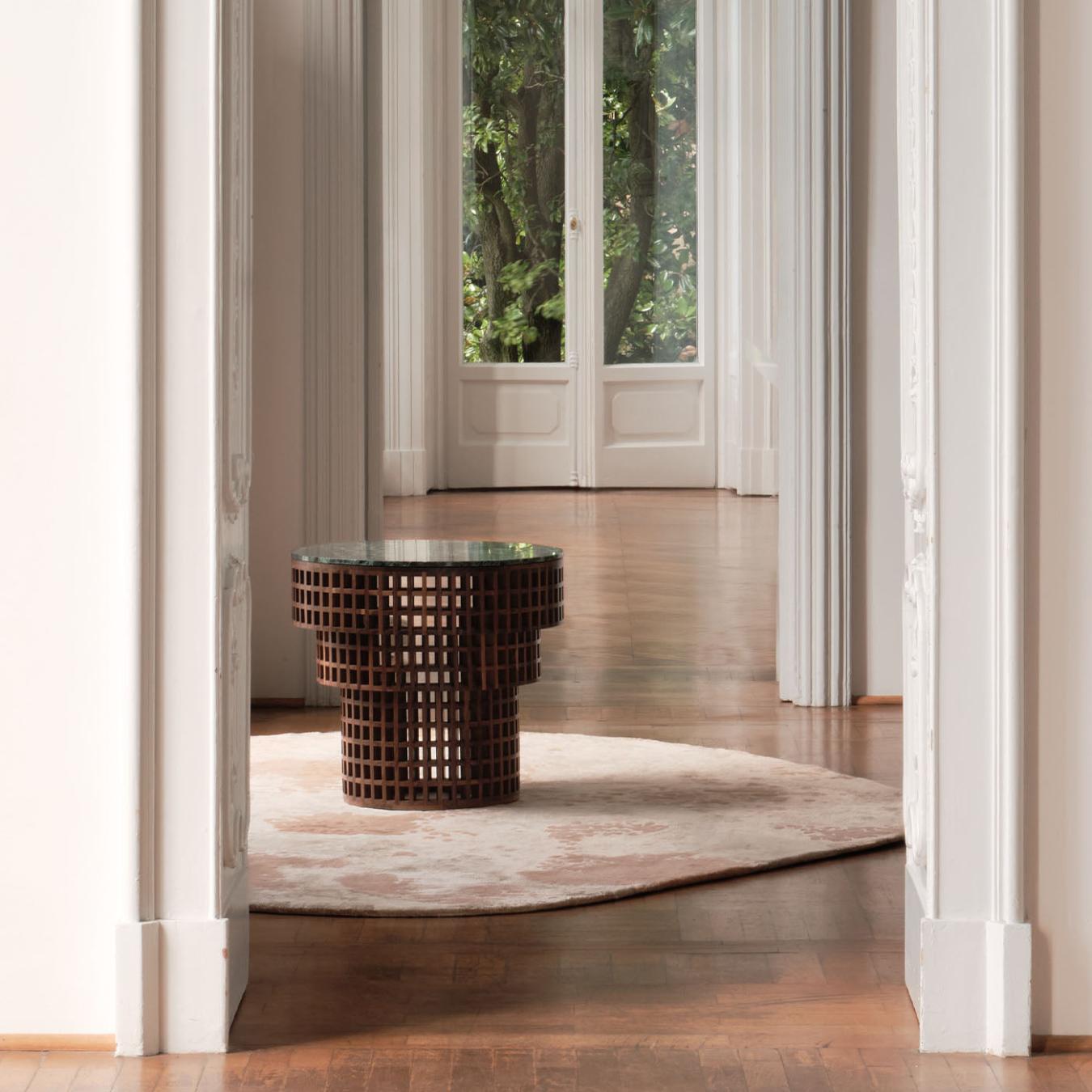 Marble & Walnut Side Table