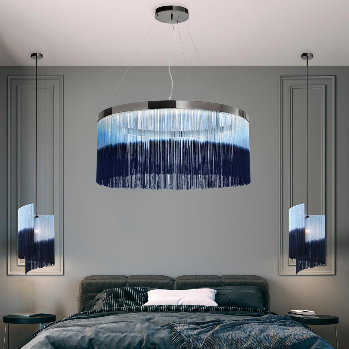 Dark Nickel Hand-Colored Fringe Chandelier