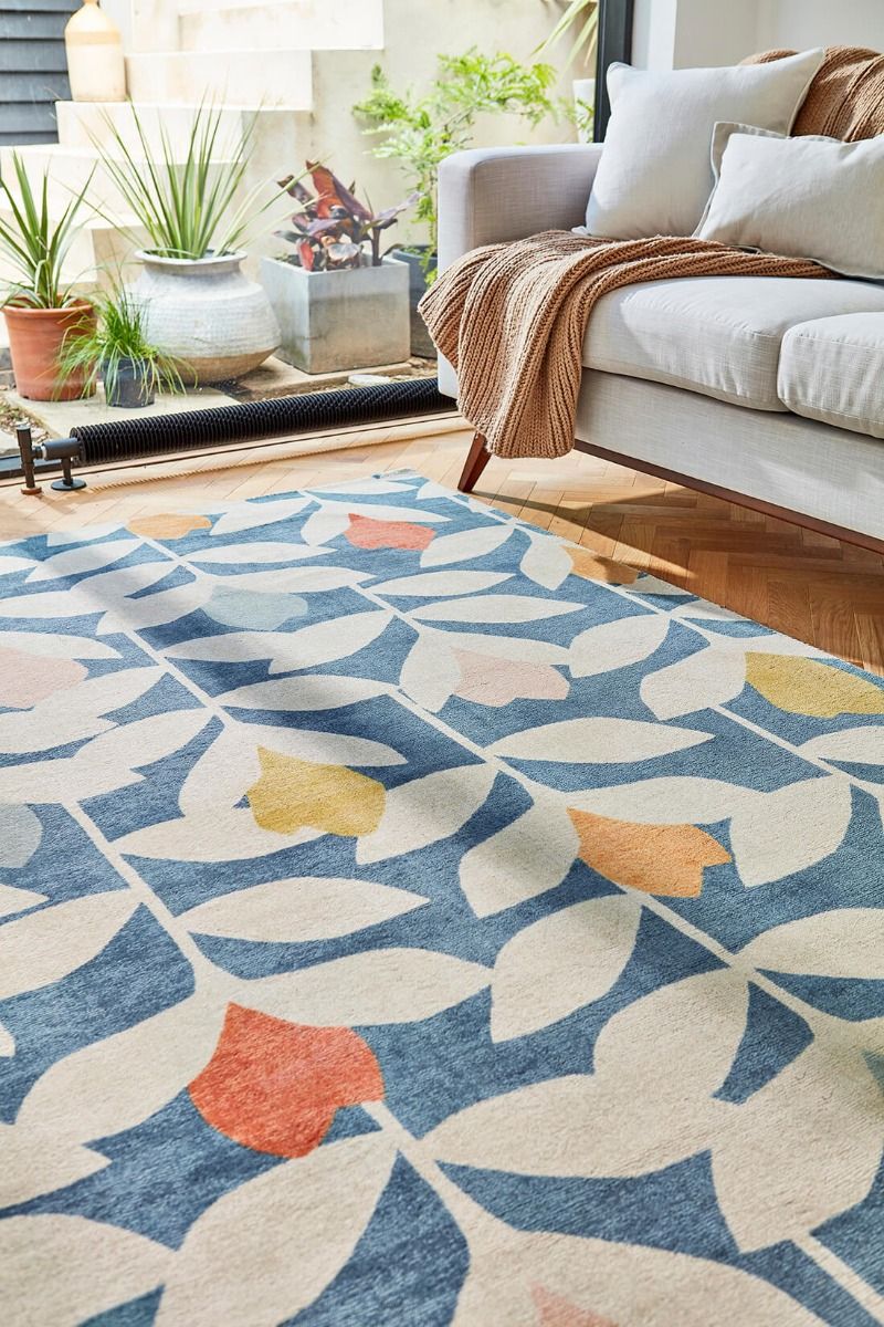Stem Blue Handwoven NZ Wool Rug