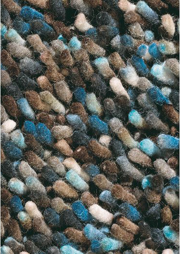 Felted Wool Dark Brown / Blue Shag Rug Rocks 70515