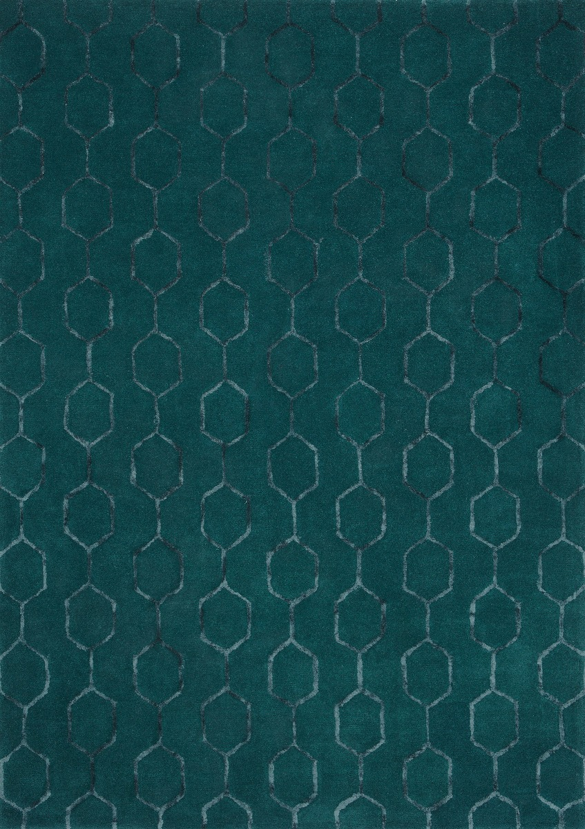 Geometric Teal Modern Hand Woven Rug ☞ Size: 120 x 180 cm