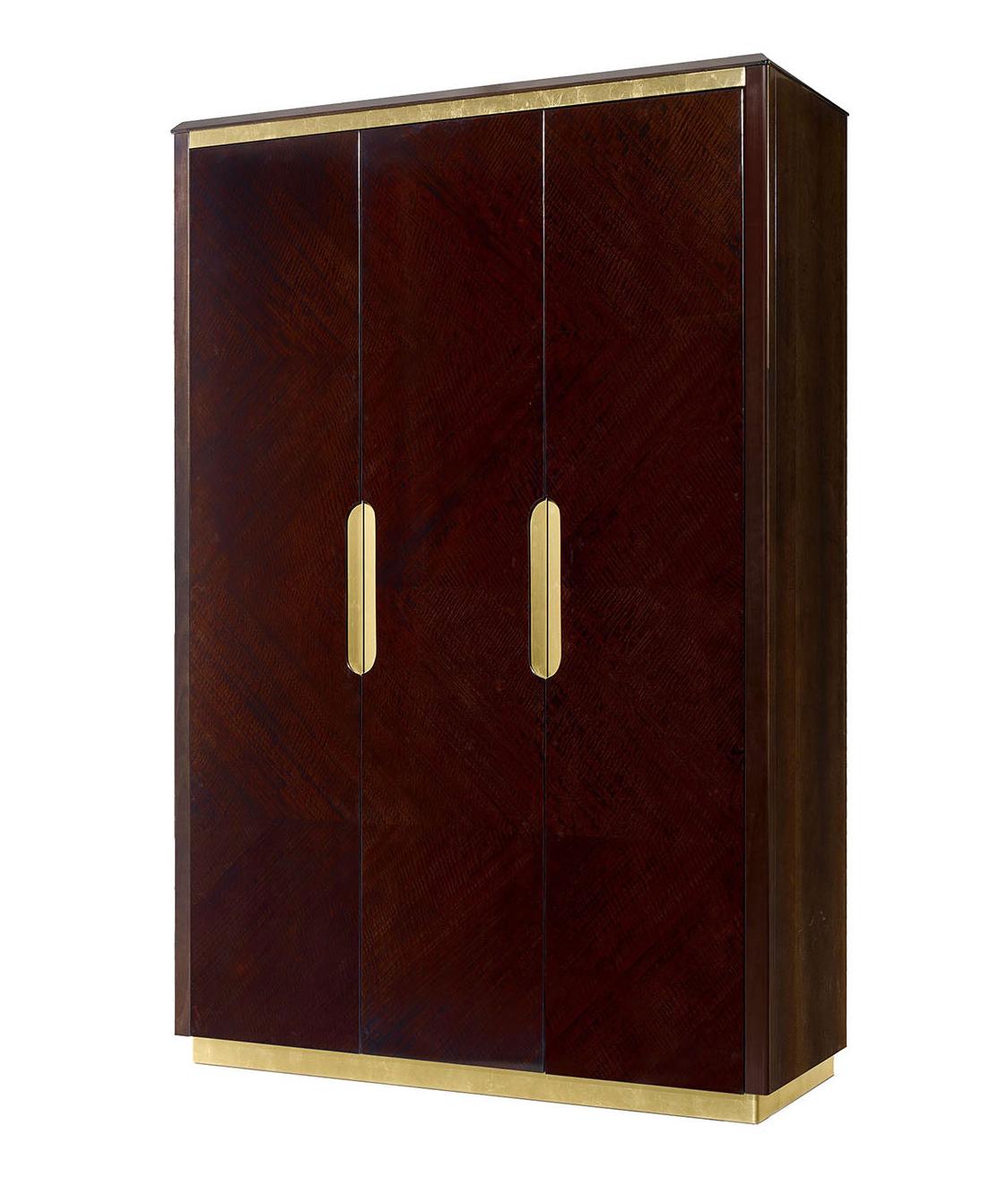 3-Door Dark Wood Italian Cabinet