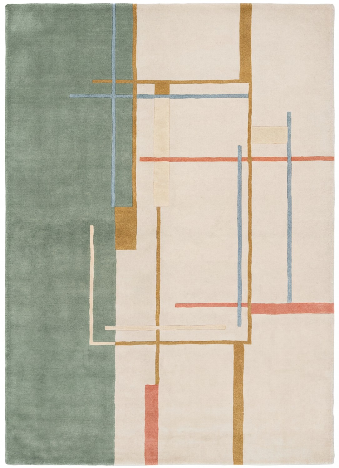 Linear Atlas Green Handwoven Rug