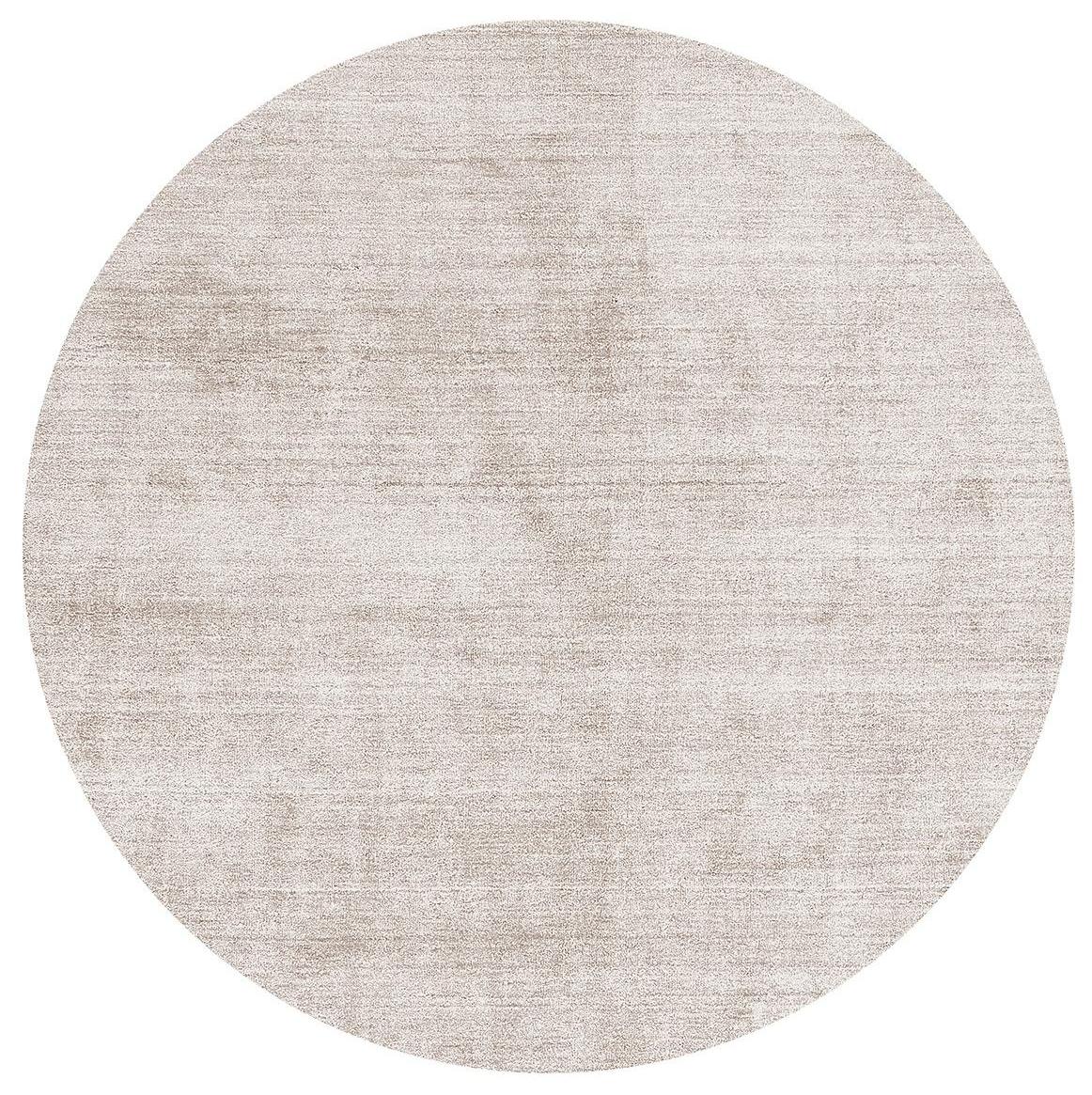 Handwoven Round Off-White Silk Rug | Size: Ø 250 cm