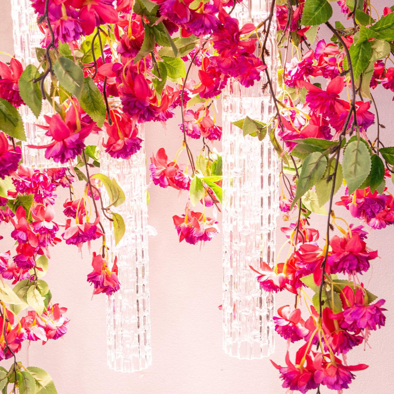 Pink Cascade Square Chandelier