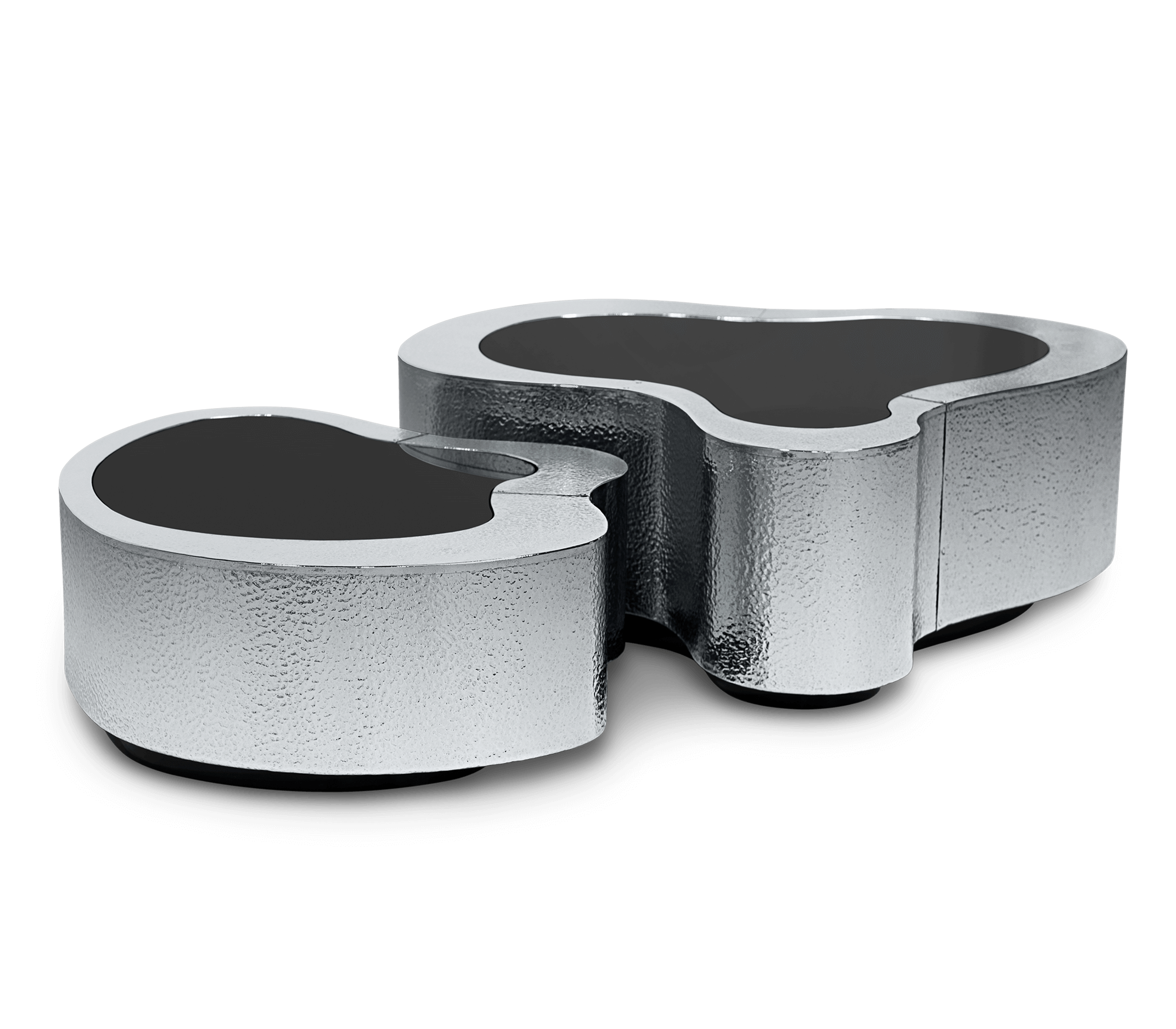 Hammered Stainless Steel Coffee Table Set
