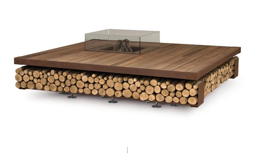 Square Outdoor Fire Pit | Finishing: Brown