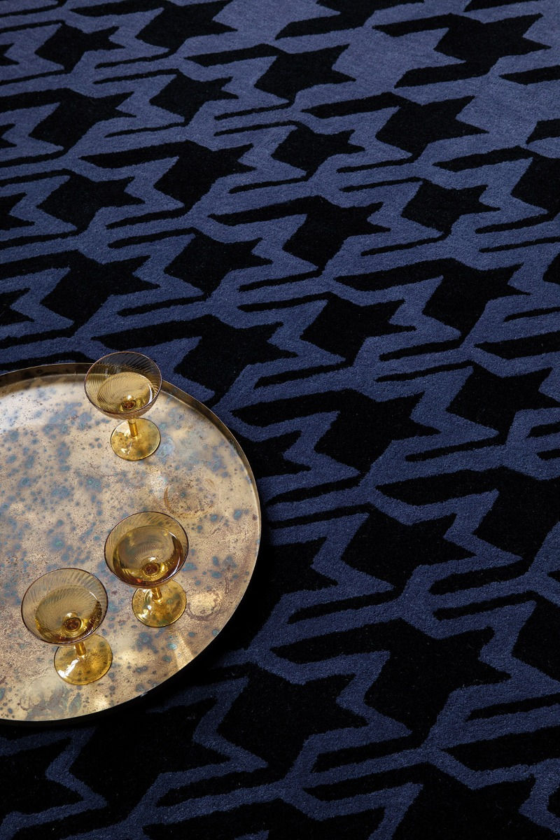 Houndstooth Dark Blue Designer Rug | Size: 200 x 280 cm