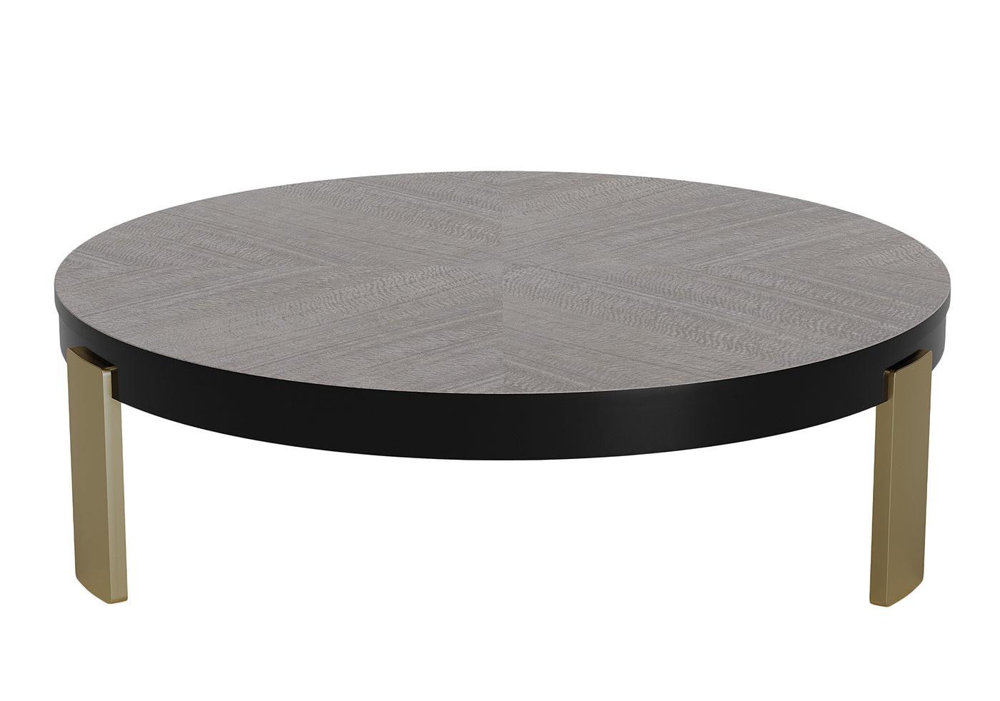 Dark Round Wooden Handcrafted Coffee Table