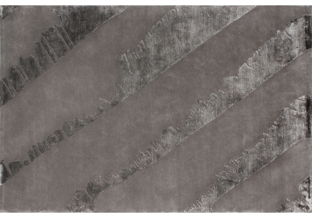 Grey Viscose / Wool Handwoven Abstract Luxury Rug