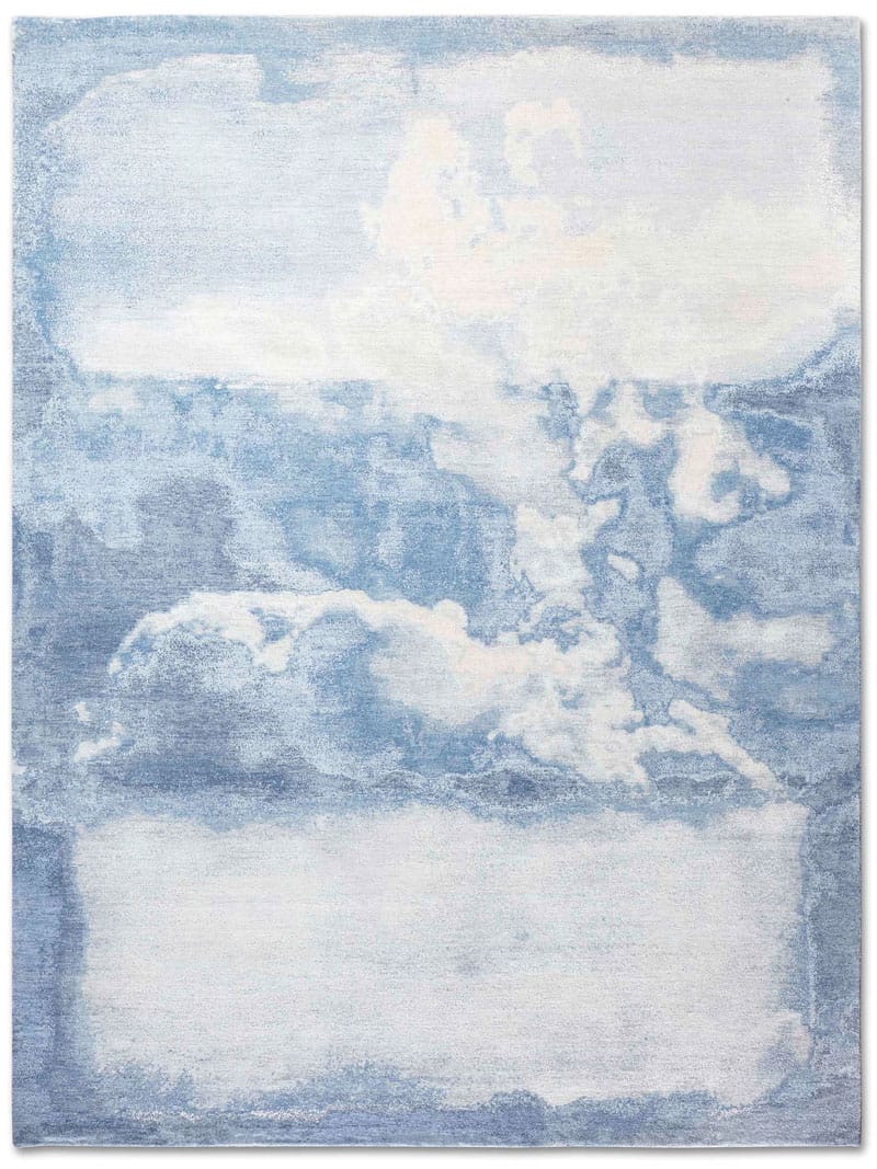 Clouds Blue Luxury Handwoven Rug ☞ Size: 122 x 183 cm