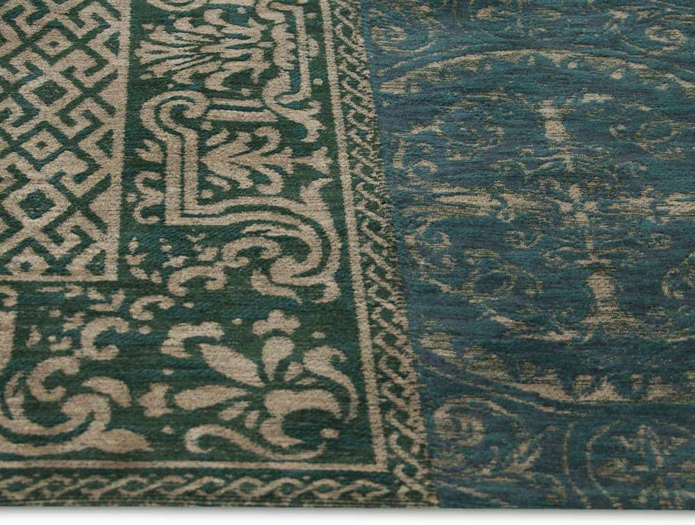Patchwork Rug Multi Dark Green | Size: 140 x 200 cm