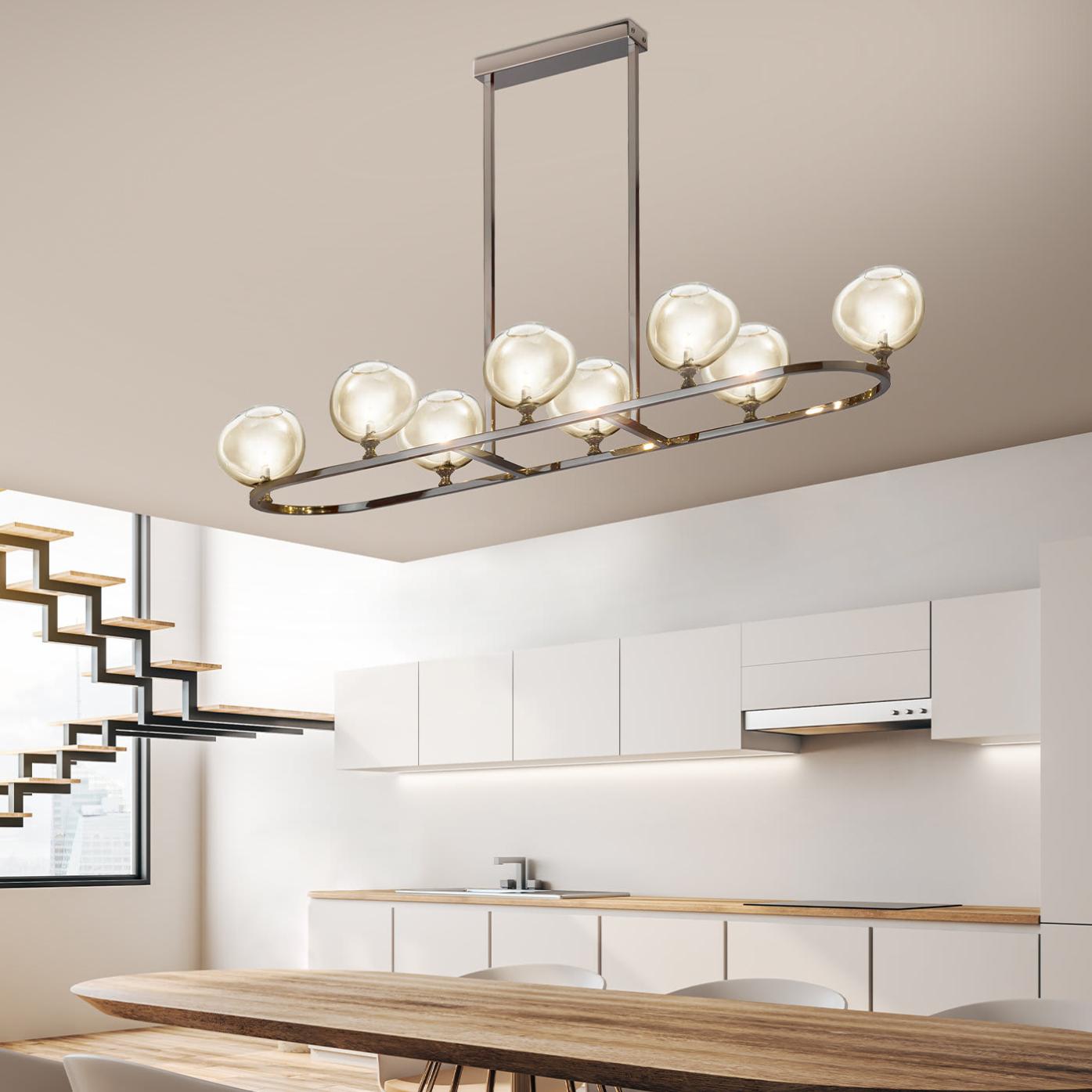 Rectangular Hand-Cut Crystal Chandelier