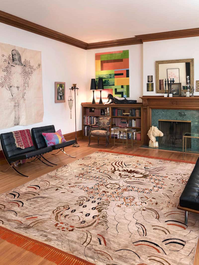 Dragon Orange / Cream Silk / Wool Rug
