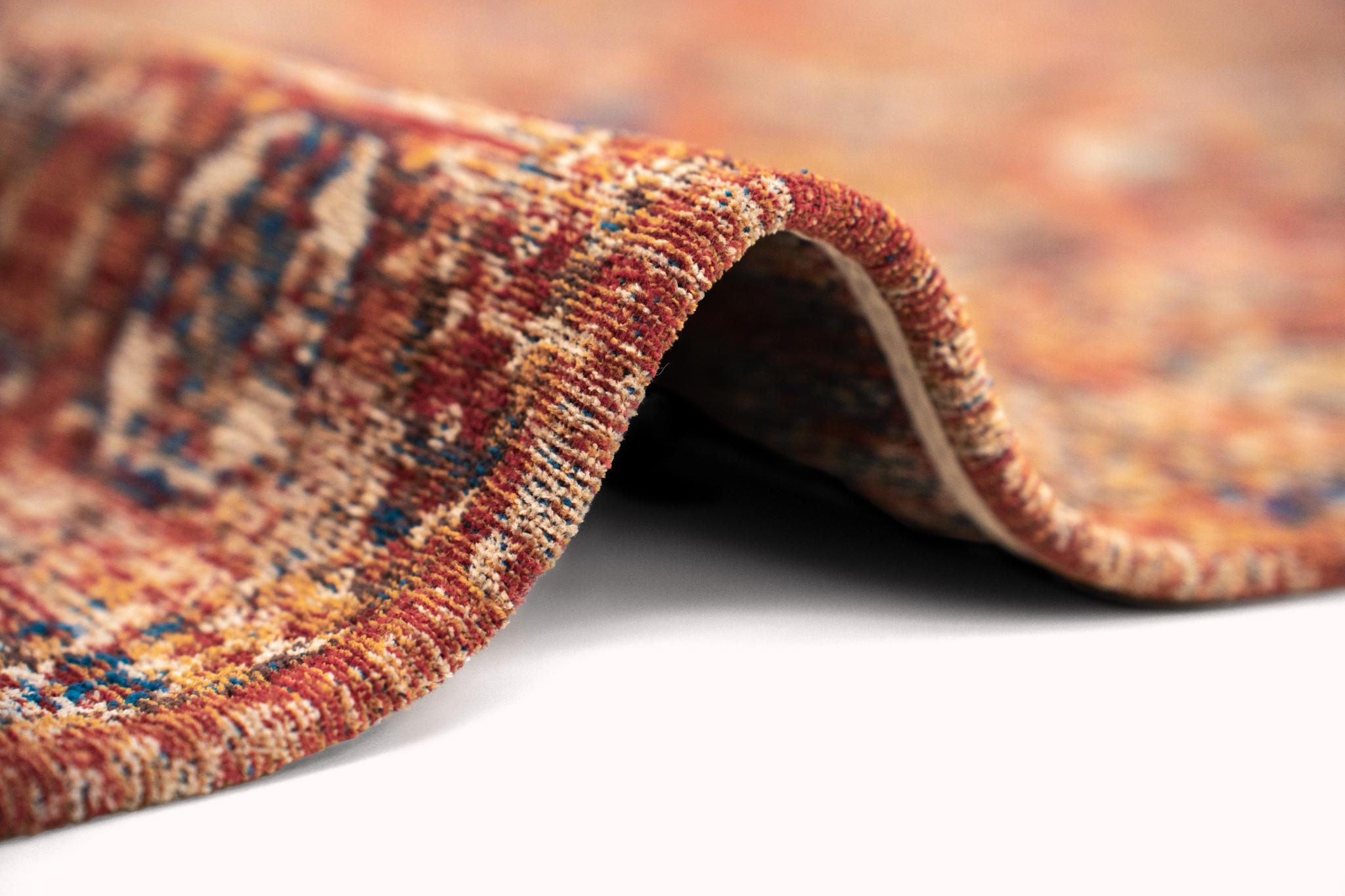 Distressed Rust & Blue Medallion Rug | Size: 280 x 390 cm