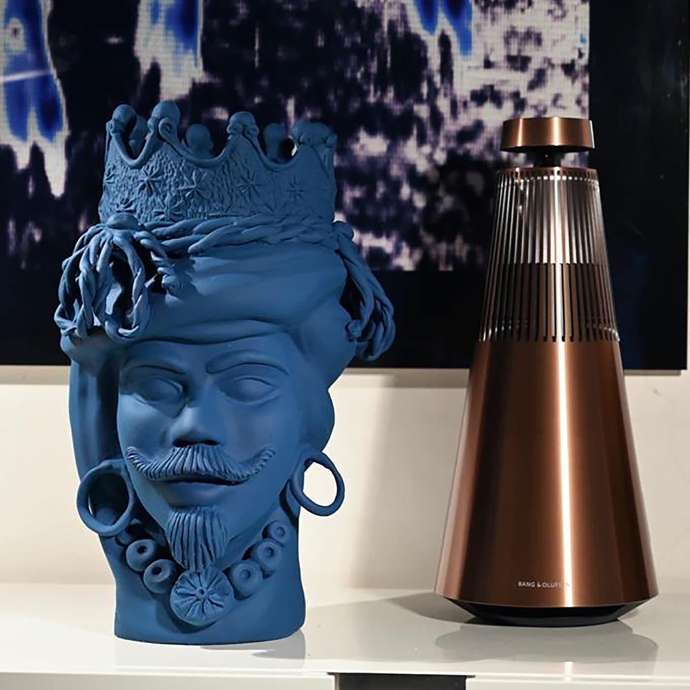 Italian Blue Moor's Head Artisan Sculpture