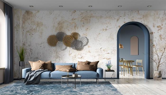 Deco Abstract Blue Flat-woven Rug