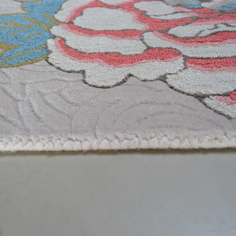 Floral Wool / Viscose Hand-Woven Rug ☞ Size: 170 x 240 cm